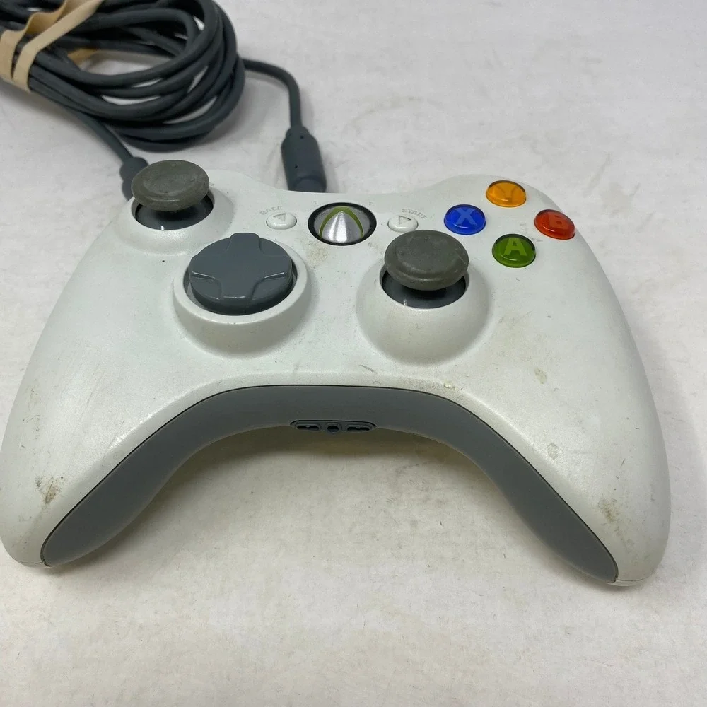 Microsoft Xbox 360 Wired Controller‎ White Official OEM Gamepad Untested
